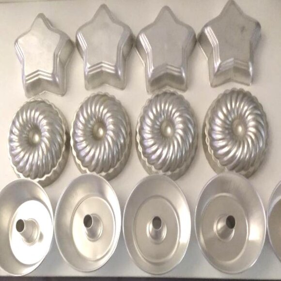 14 Mini Metal Baking Molds Jello Cake Dessert Crafts Bundt - Star - Fluted - Picture 10 of 15